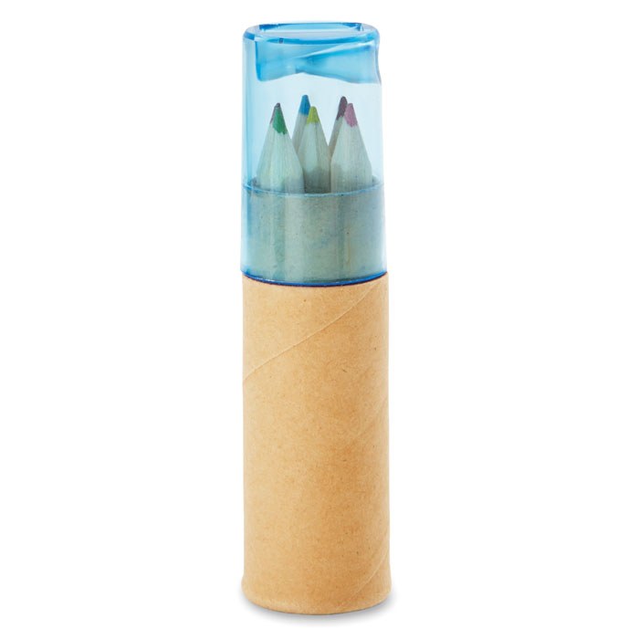 6 lápices de color en tubo, azul transparente