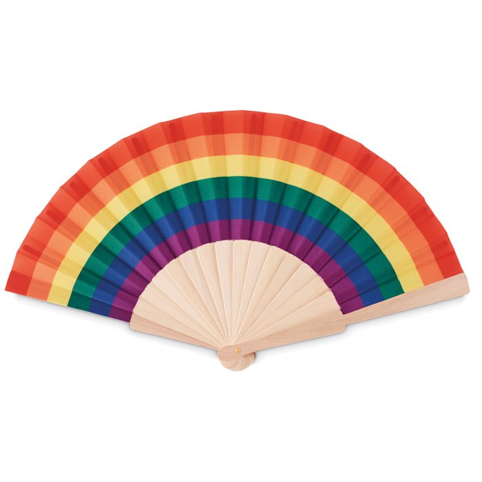 Abanico de madera rainbow, multicolor