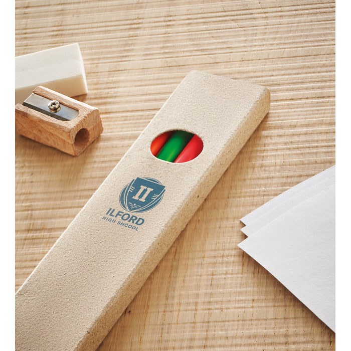 4 lápices de colores en caja, multicolor