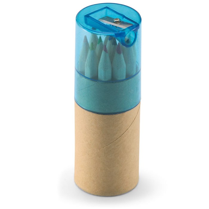 12 lápices de colores, azul transparente