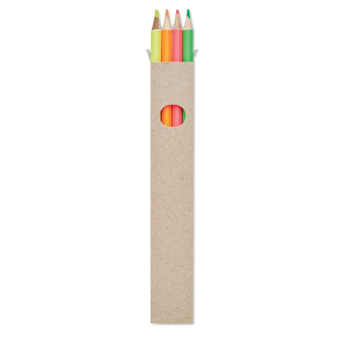 4 lápices de colores en caja, multicolor