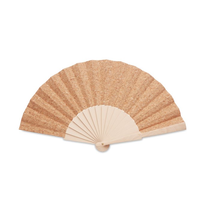 Abanico madera y tejido corcho, beig