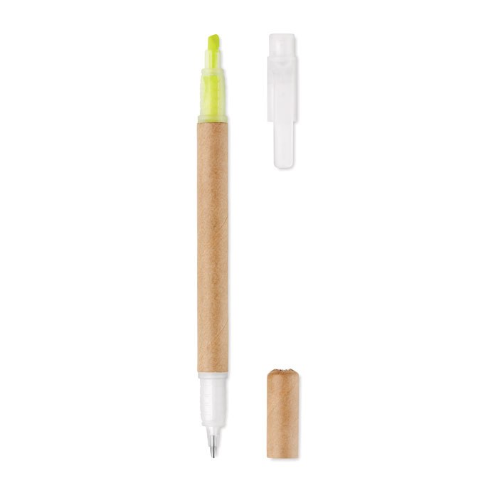 2 en 1 boligrafo y marcador, amarillo